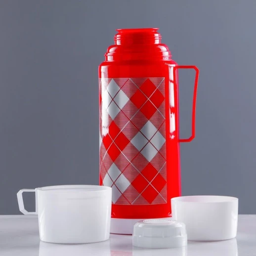 Термос 1 л, со стеклянной колбой, сохраняет тепло 8 ч, 12 х 28 см, микс