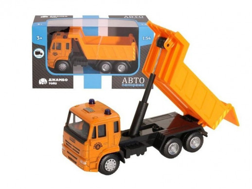 Машина "АВТОПАНОРАМА" "Самосвал", оранжевый, 1/54, инерция, в/к 16,5*6,4*9 см