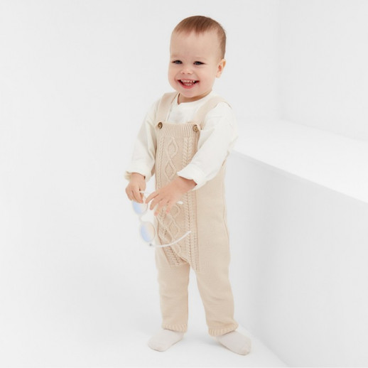 Комбинезон детский вязаный MINAKU, рост 86-92, цвет бежевый