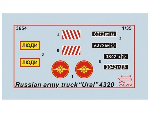Сборная модель ZVEZDA Российский армейский грузовик Урал-4320, 1/35