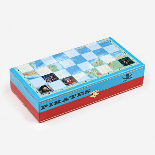 Шахматы "Пираты", доска дерево 30 х 30 см, пешка h-5 см, король h-8.5 см