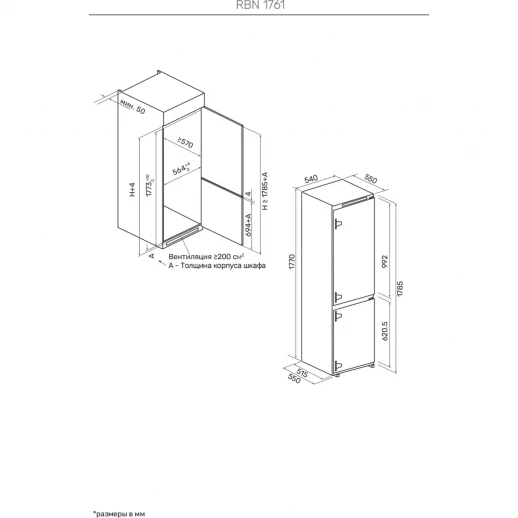 Встраиваемый холодильник Kuppersberg Kuppersberg RBN 1761
