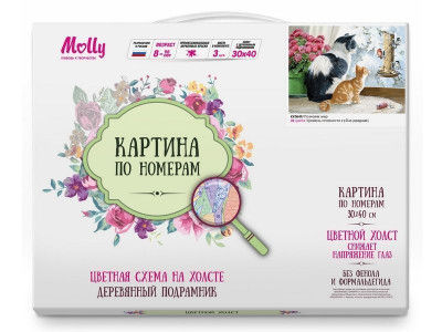 Картина по номерам с цветной схемой на холсте 30х40 Познаем мир (24 цвета)