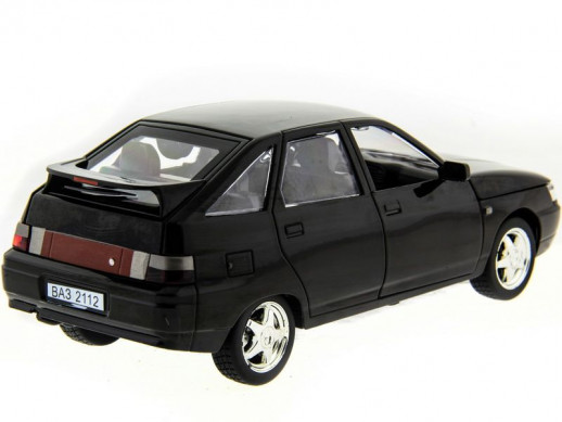 Машина "АВТОПАНОРАМА" ВАЗ 2112 черная,1/22, инерция, Pull Bаck механизм, в/к 10*12*22 cм