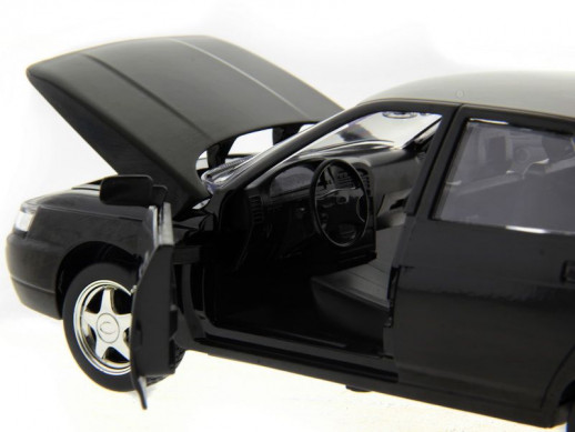 Машина "АВТОПАНОРАМА" ВАЗ 2112 черная,1/22, инерция, Pull Bаck механизм, в/к 10*12*22 cм