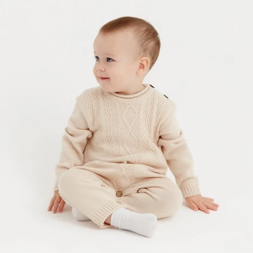 Комбинезон детский вязаный MINAKU, рост 92-98, цвет бежевый