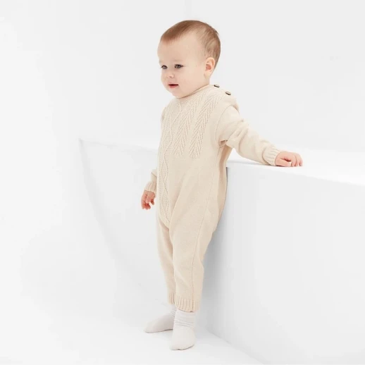 Комбинезон детский вязаный MINAKU, рост 92-98, цвет бежевый
