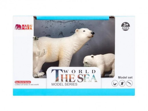 Набор фигурок животных MASAI MARA ММ203-003 серии "Мир морских животных": Белые медведи, 3 пр.
