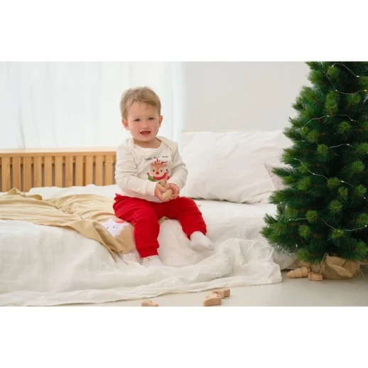Комплект: джемпер и брюки Крошка Я «Новогодние зверята», цвет красный/белый