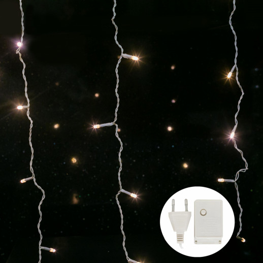 Гирлянда Гирлянда 100LED 220V, 8 режимов, 3 м, бахрома, тёплый белый