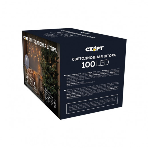 Гирлянда Гирлянда 100LED 220V, 8 режимов, 3 м, бахрома, тёплый белый