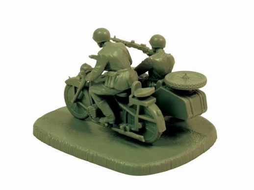 Сборные солдатики ZVEZDA Советский мотоцикл М-72 с коляской и экипажем, 1/72