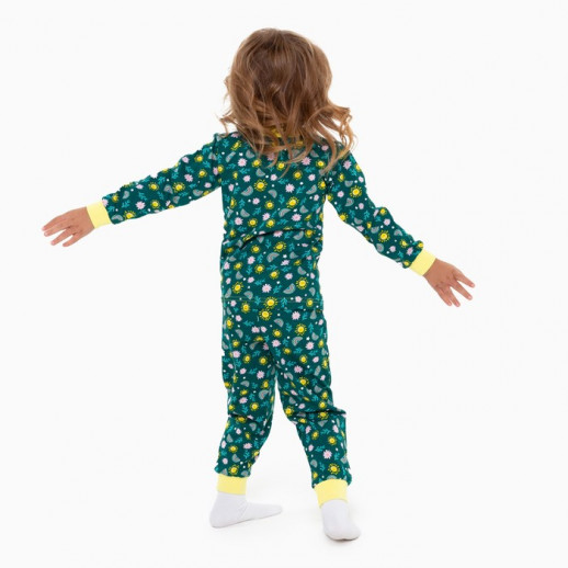 Пижама для девочки, цвет зелёный/радуга и солнце