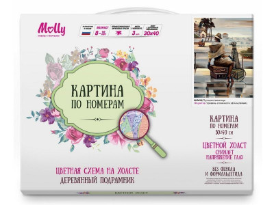 Картина по номерам с цветной схемой на холсте 30х40 Путешественница (18 цветов)