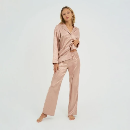 Пижама женская (рубашка, брюки) KAFTAN "Леопард", золотой, р.40-42