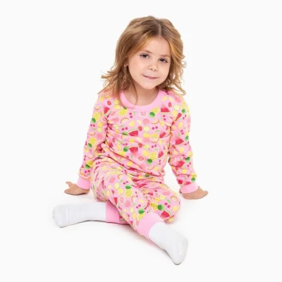 Пижама для девочки, цвет розовый/фрукты