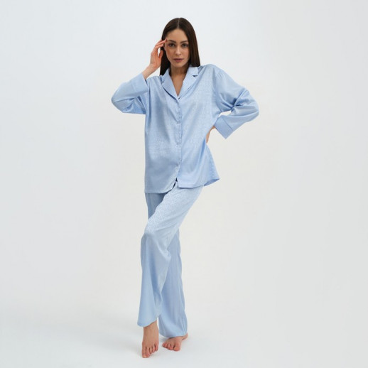 Пижама женская (рубашка и брюки) KAFTAN "Треугольники" цвет голубой