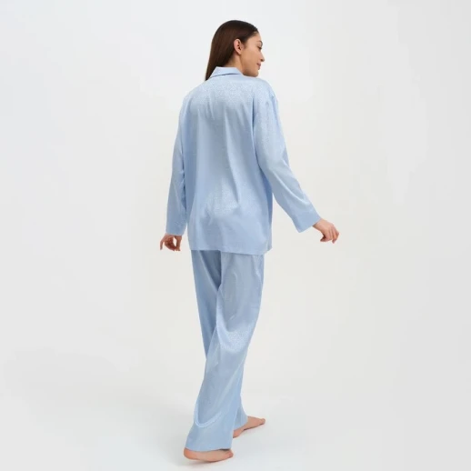 Пижама женская (рубашка и брюки) KAFTAN "Треугольники" цвет голубой