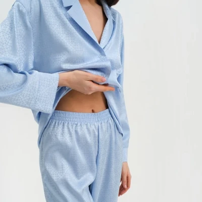 Пижама женская (рубашка и брюки) KAFTAN "Треугольники" цвет голубой