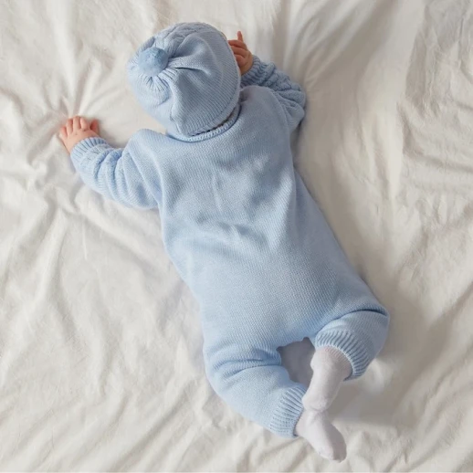 Комбинезон детский с шапочкой вязаный MINAKU, рост 92-98, цвет голубой