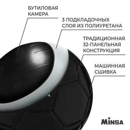 Мяч футбольный MINSA, PU, машинная сшивка, 32 панели, р. 5