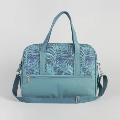 Сумка дорожная на молнии, отдел на молнии, 3 наружных кармана, длинный ремень, цвет голубой