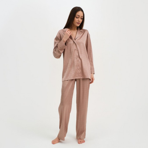 Пижама женская (рубашка и брюки) KAFTAN "Треугольники" цвет бежевый