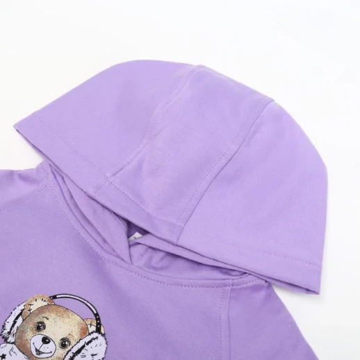 Толстовка для девочки НАЧЁС, цвет лиловый/медведь