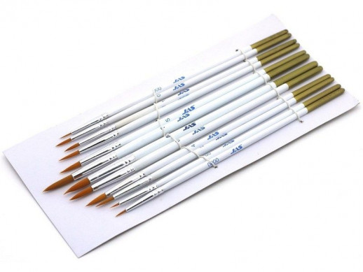 Набор кистей из синтетического волоса, 12 шт. (№ 0000-8), шт