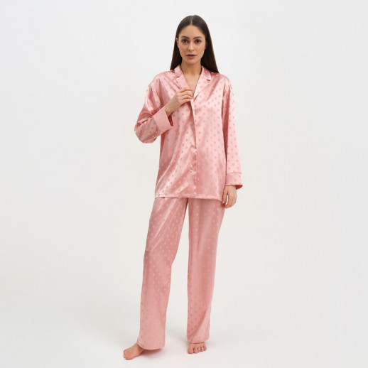 Пижама женская (рубашка и брюки) KAFTAN "Горох" цвет розовый