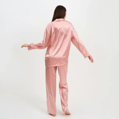 Пижама женская (рубашка и брюки) KAFTAN "Горох" цвет розовый