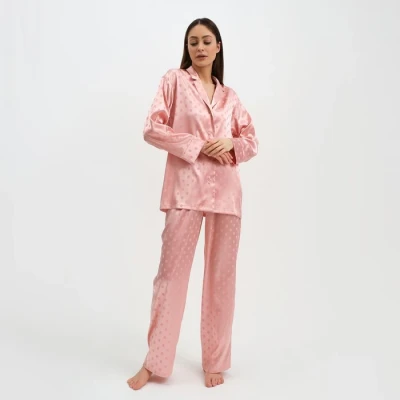 Пижама женская (рубашка и брюки) KAFTAN "Горох" цвет розовый