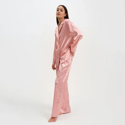 Пижама женская (рубашка и брюки) KAFTAN "Горох" цвет розовый