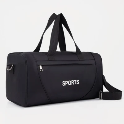 Сумка спортивная на молнии, наружный карман, цвет чёрный/розовый