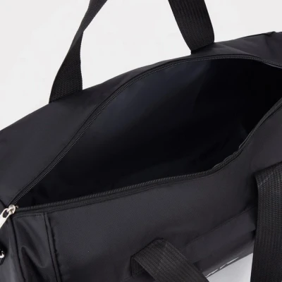 Сумка спортивная на молнии, наружный карман, цвет чёрный/розовый