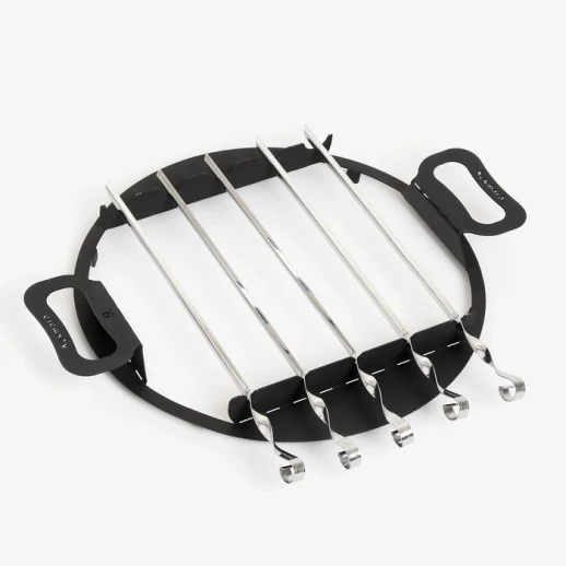 Подставка для шампуров на учаг для казана 9л (с шампурами 5шт.)