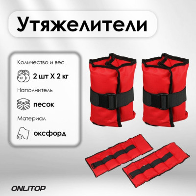 Утяжелители ONLITOP, 2 шт. × 2 кг, цвета МИКС