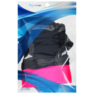 Шапочка для плавания взрослая ONLYTOP, тканевая, обхват 54-60 см, цвет чёрный/фиолетовый