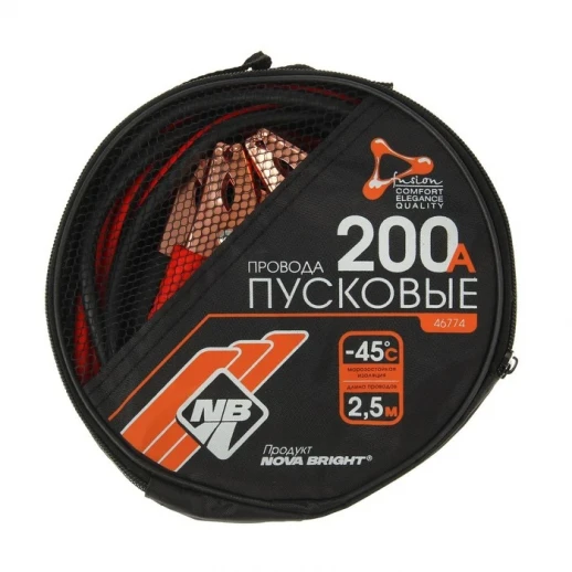 Пусковые провода Nova Bright, 400 А, морозостойкие, в сумке, 2.5 м