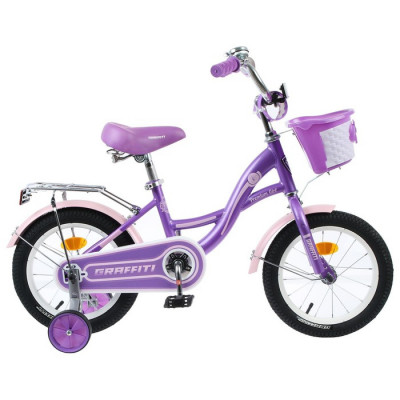 Велосипед 14" GRAFFITI Premium Girl, цвет сиреневый/розовый, уценка