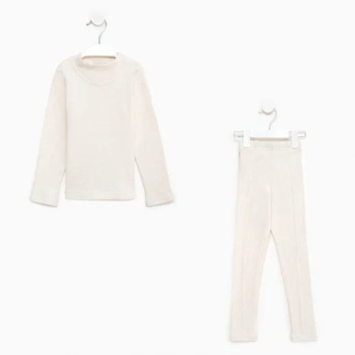 Термобельё для девочки (лонгслив, легинсы) цвет экрю, рост 122