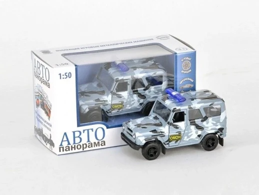 Машина "АВТОПАНОРАМА" инерц. УАЗ-469 (ОМОН) 1/50, в/к 12*7*5,5 см