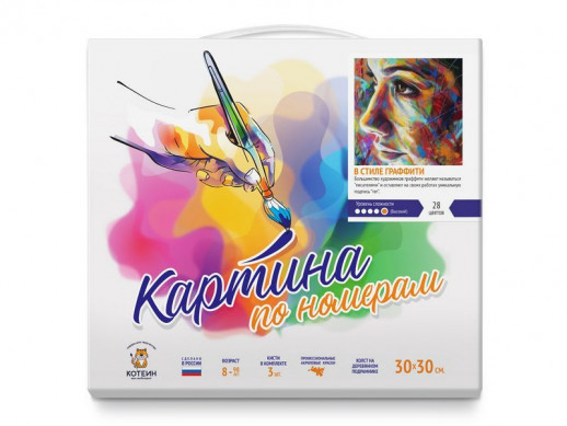 Картина по номерам 30х30 В СТИЛЕ ГРАФФИТИ (21 цвет)