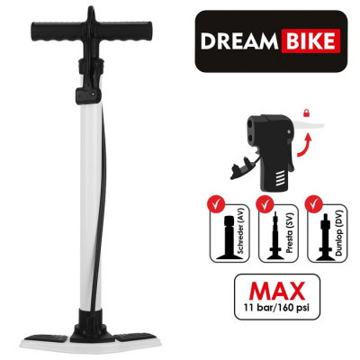 Насос велосипедный Dream Bike, напольный, цвет белый