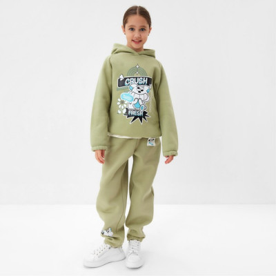 Толстовка (худи) детская MINAKU: CRUSH, цвет оливковый