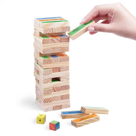 Падающая башня дженга «Для самых веселых» с фантами, 54 бруска, 5+