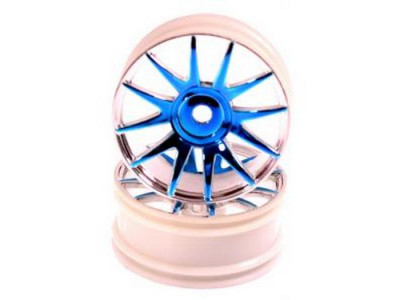 Колеса с резиновыми покрышками, голубой хром (82827PB+82828), 2шт.