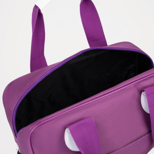 Сумка дорожная на молнии, наружный карман, держатель для чемодана, цвет фиолетовый/белый