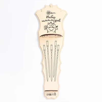 Набор с шампурами подарочный "Щит", 6 шт, нож-вилка в комплекте