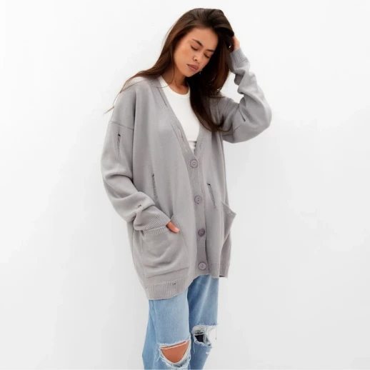 Кардиган женский MIST с карманами, графит, onesize (44-48)